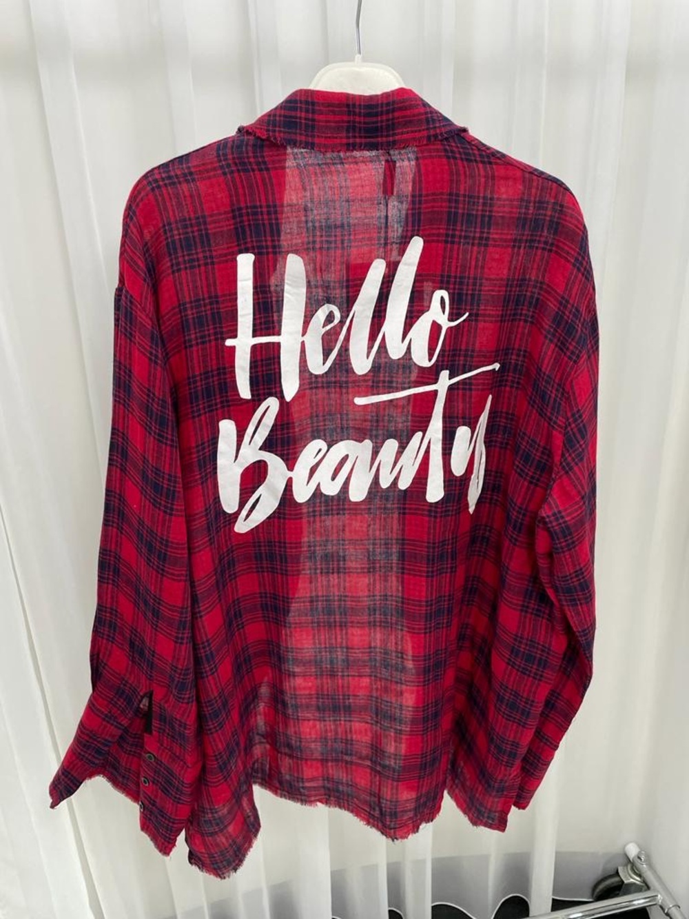 Red Plaid Button-Up Shirt